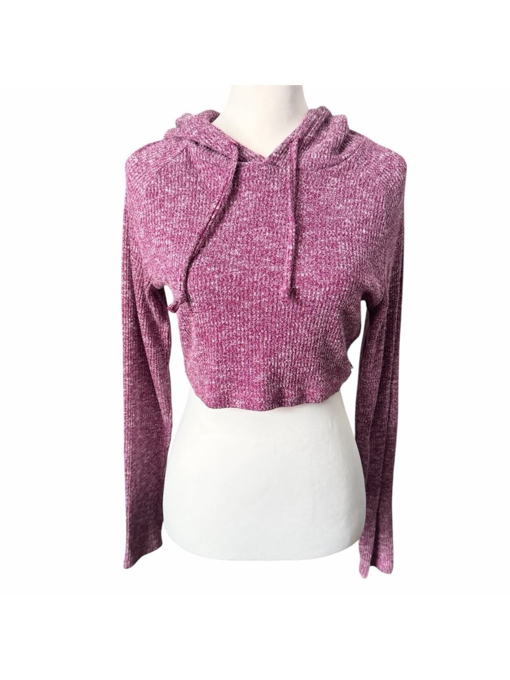 Gymshark Marled Purple Knit Top Hooded  Crop Medium